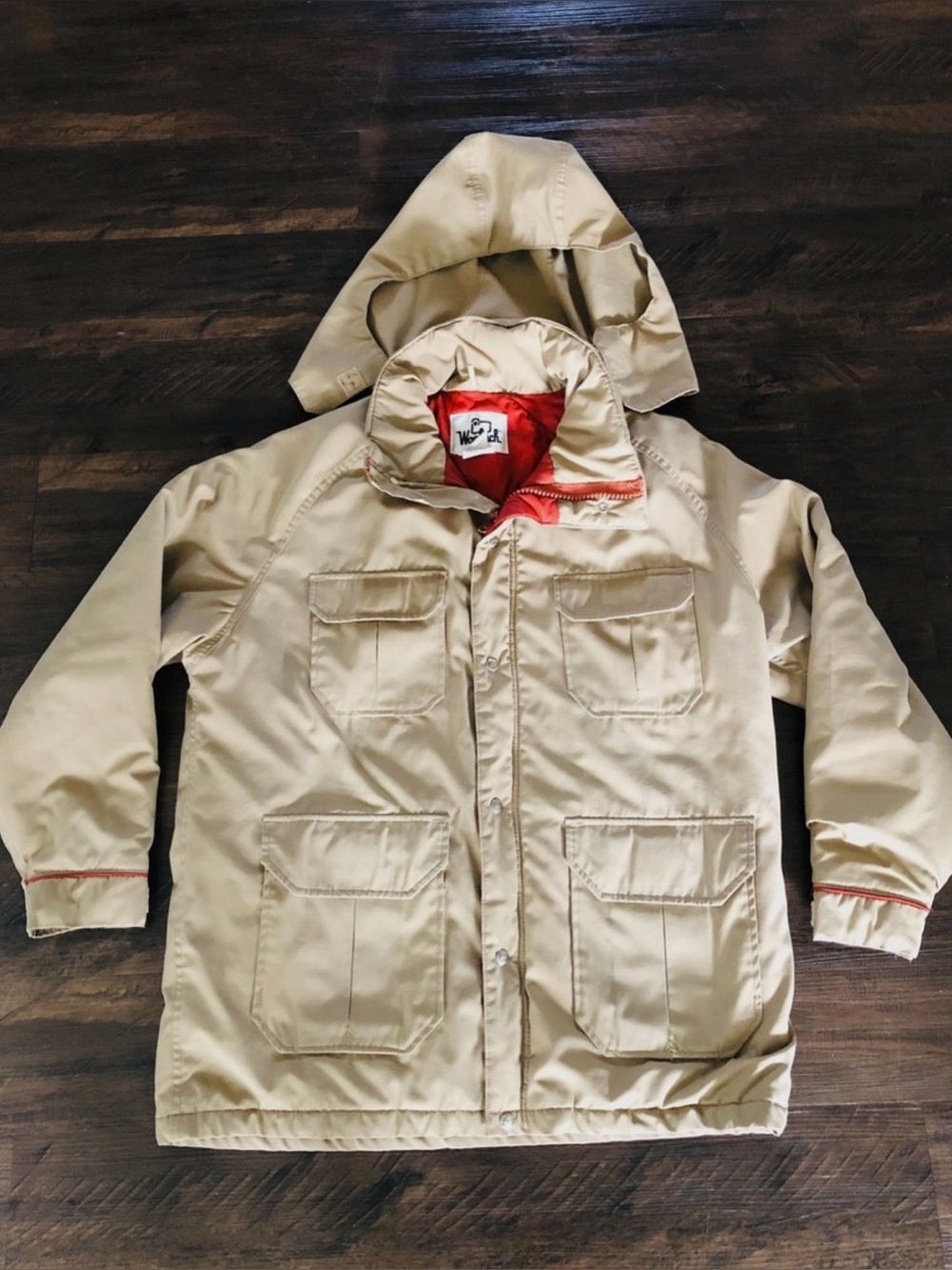 Vintage Woolrich Tan w/ Removable Hood Mens XL Tall Parka Jacket